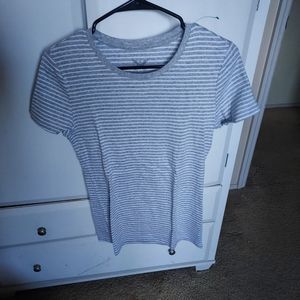 Faded glory grey amd white stripe ahirt